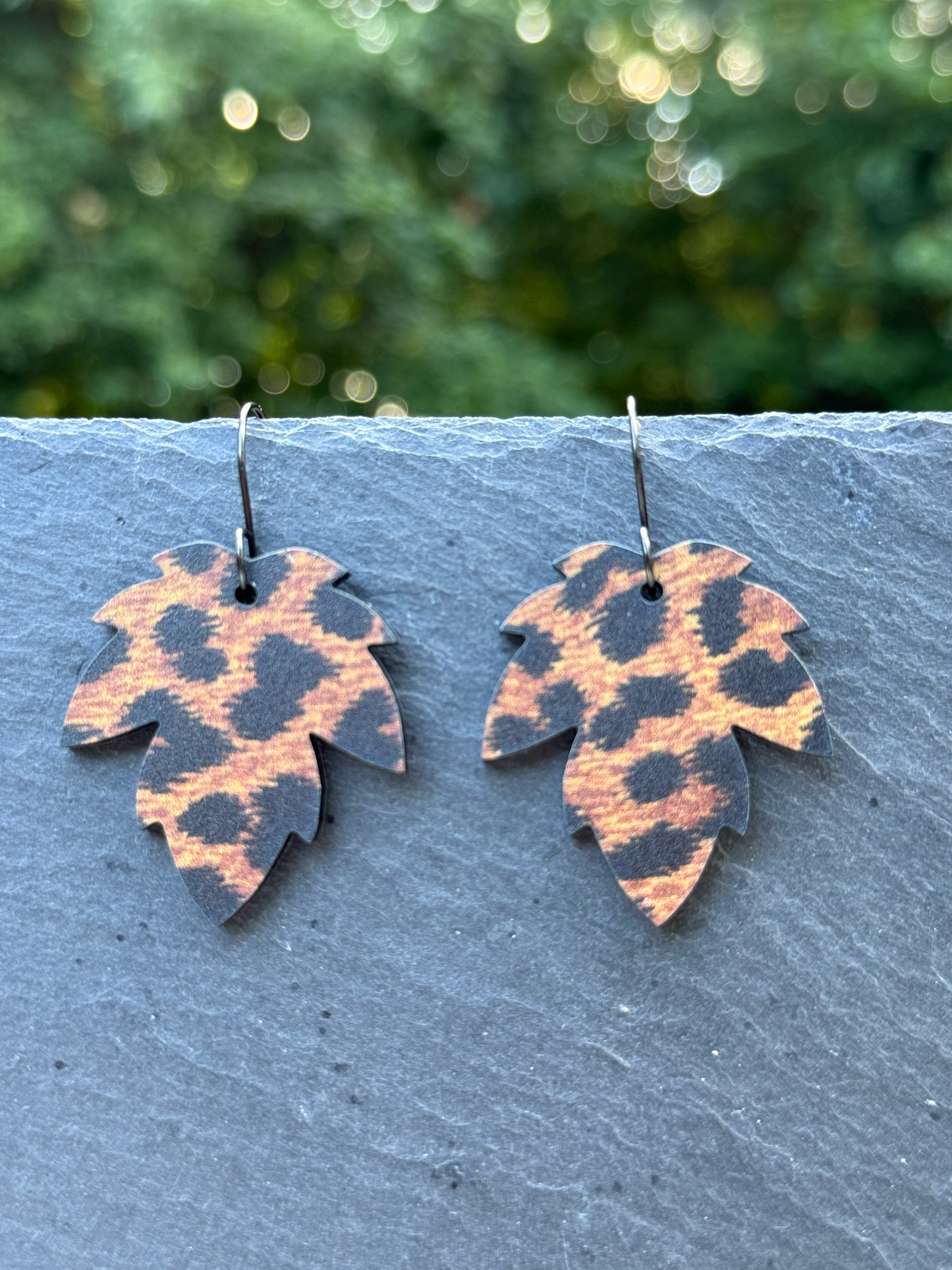 Leopard Leaf Acrylic Drop Dangle Earrings
