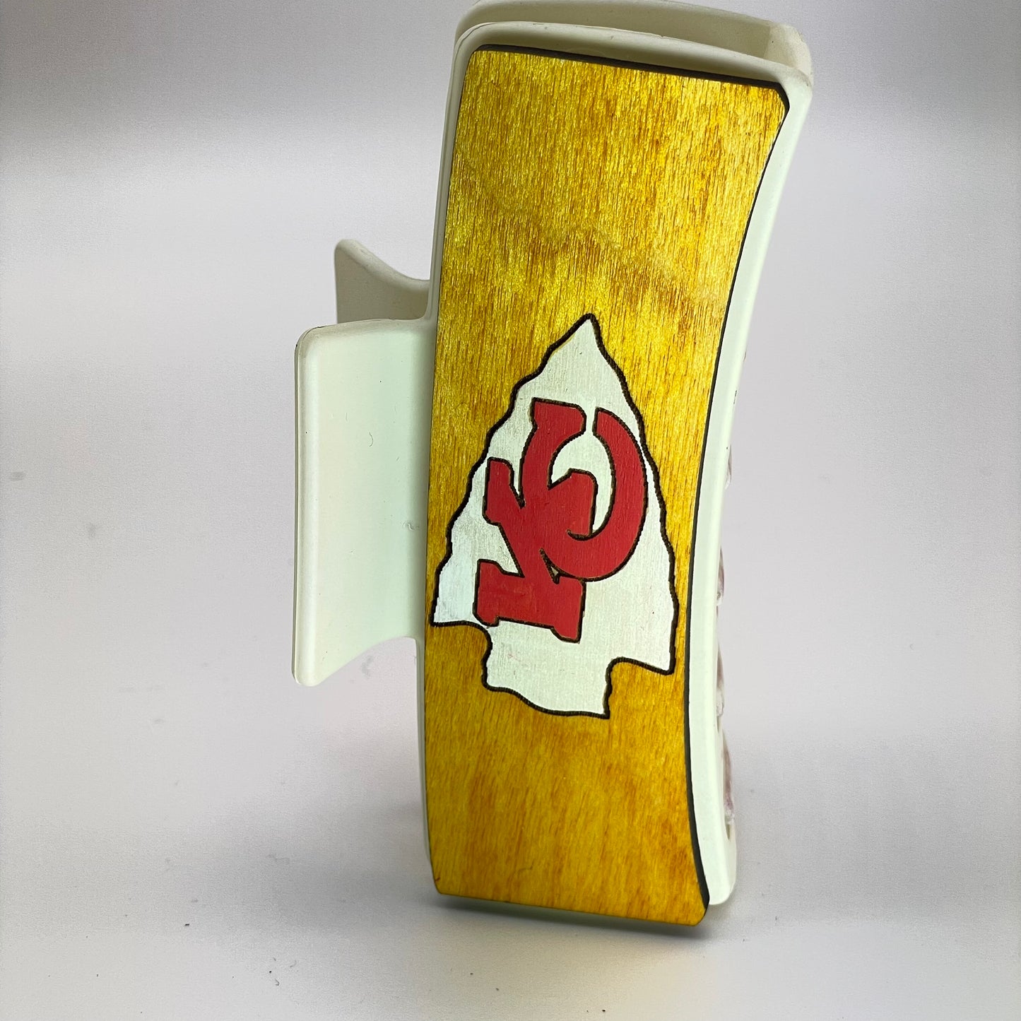 Kansas City Chiefs Logo Wood 4 inch Rectangle Hair Clip