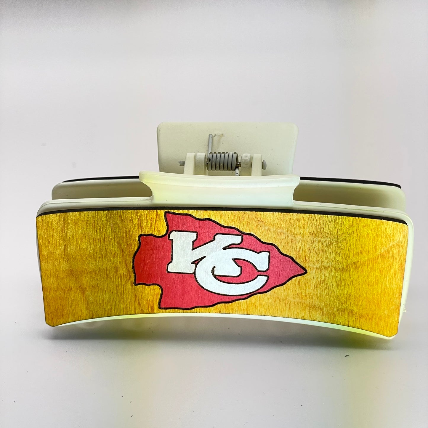 Kansas City Chiefs Logo Wood 4 inch Rectangle Hair Clip