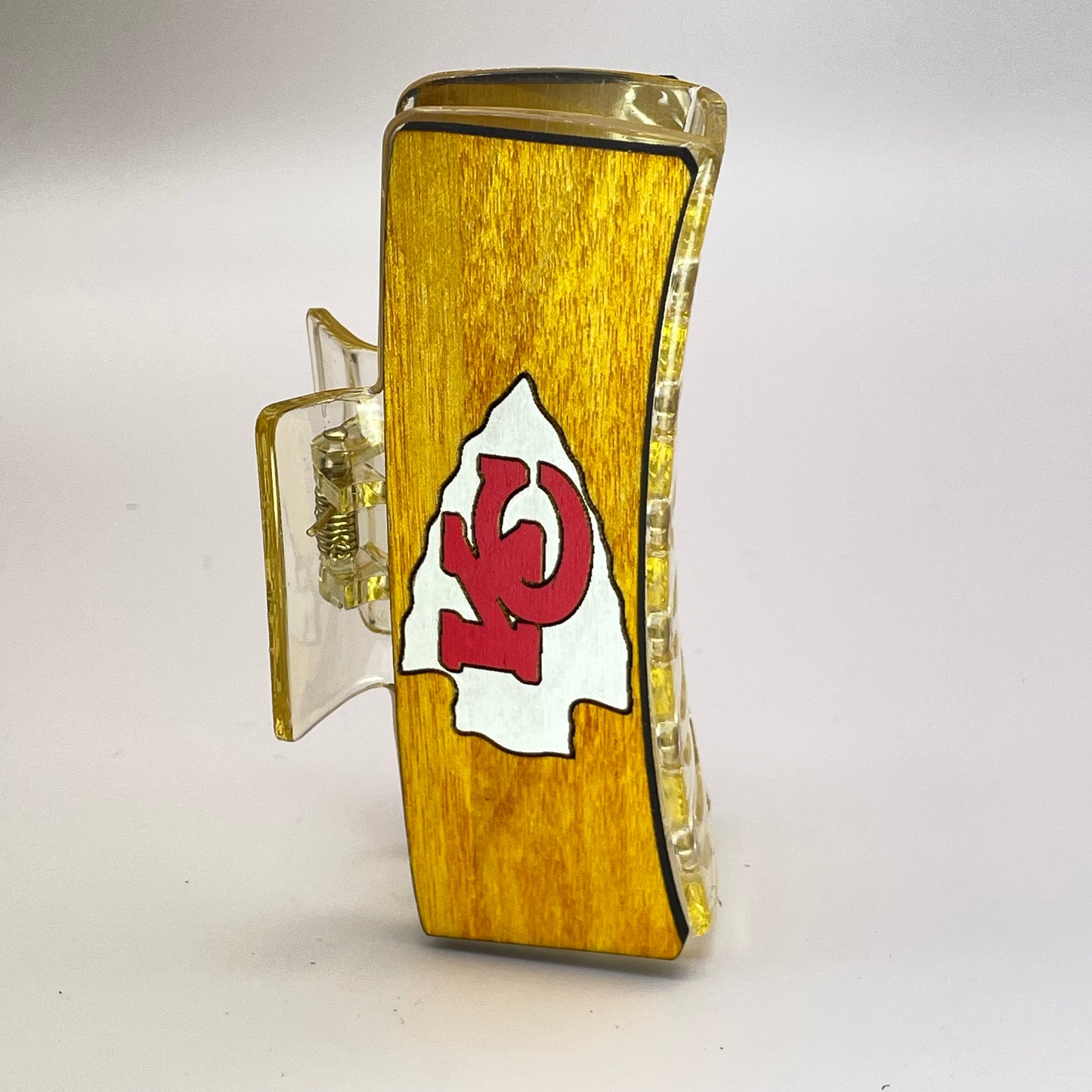 Kansas City Chiefs Logo Wood 4 inch Rectangle Hair Clip