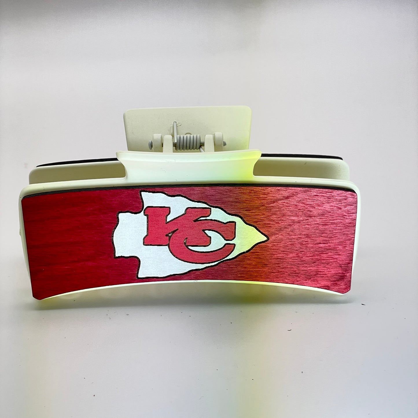 Kansas City Chiefs Logo Wood 4 inch Rectangle Hair Clip