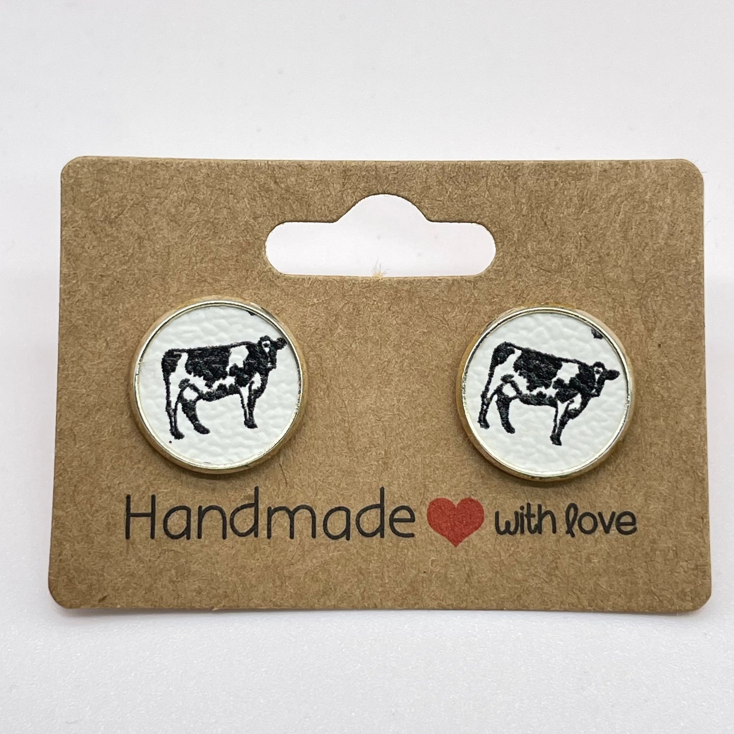 Full Body Cow Circle Stud Earrings