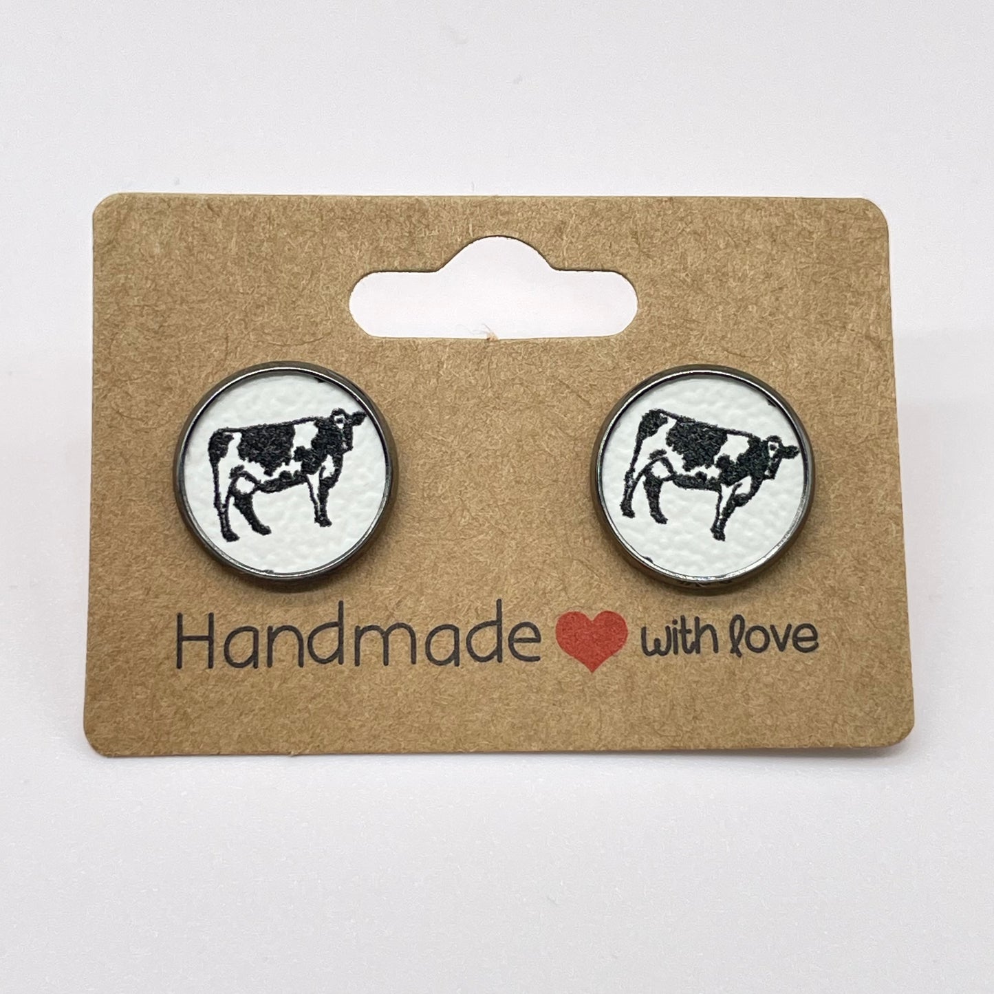 Full Body Cow Circle Stud Earrings