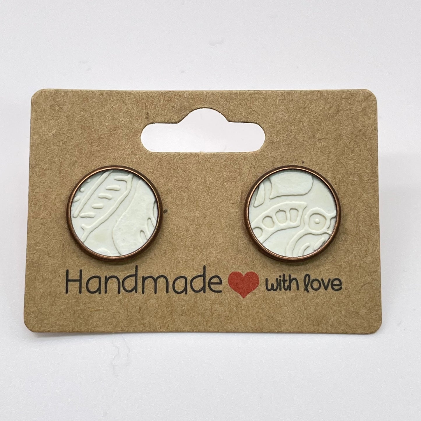 Ivory Lace Circle Stud Earrings