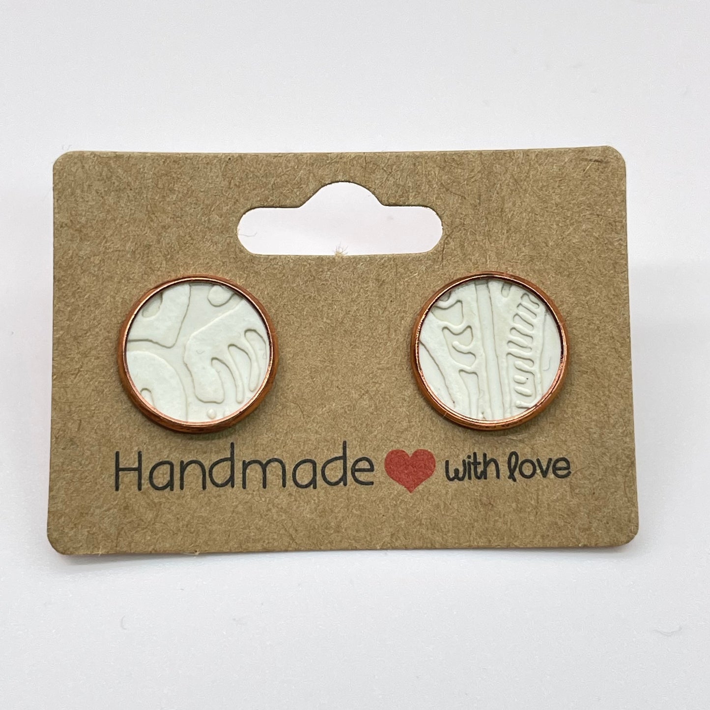 Ivory Lace Circle Stud Earrings