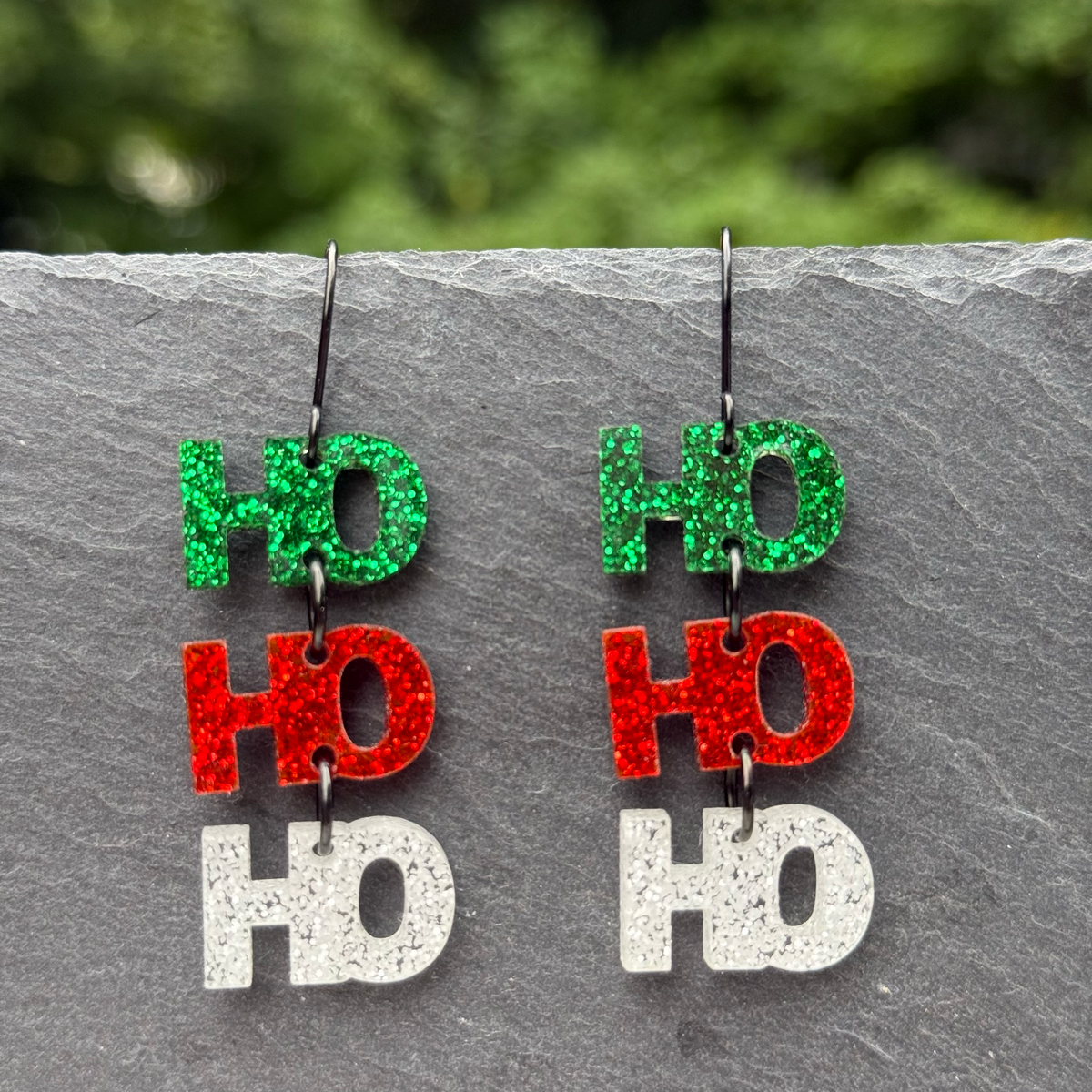 Ho Ho Ho Acrylic Drop Dangle Earrings