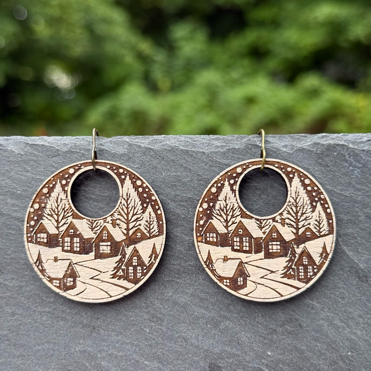 Winter Village Peekaboo Hole Drop Dangle Earrings