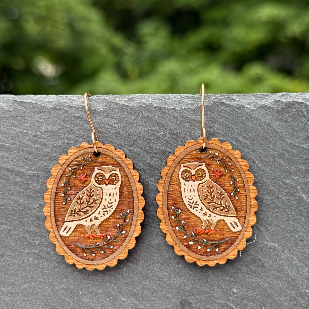 Framed Woodland Animals Drop Dangle Earrings