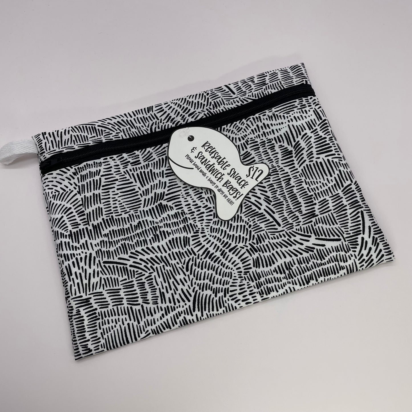 Black Dashes Reusable Snack Bag