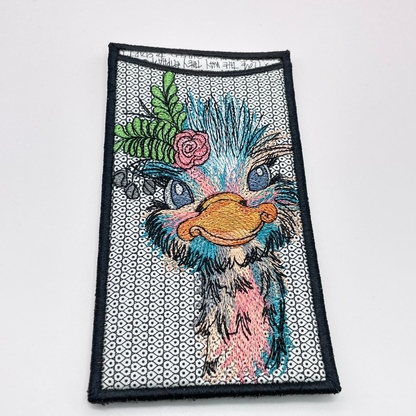 Bird Brain on Gray Dot Embroidered Eye Glass Case