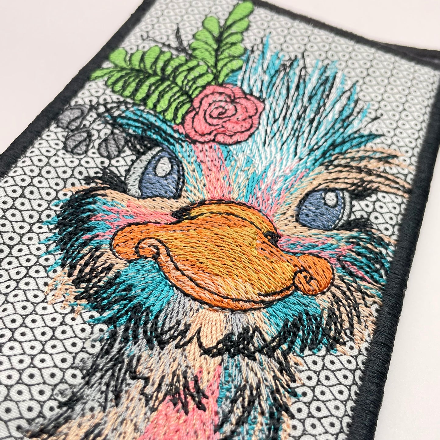 Bird Brain on Gray Dot Embroidered Eye Glass Case