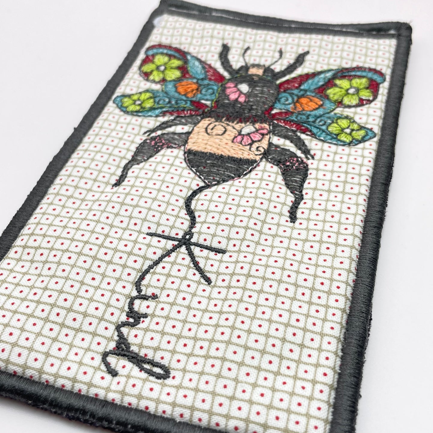 Bee Kind on Gray Dot Embroidered Eye Glass Case