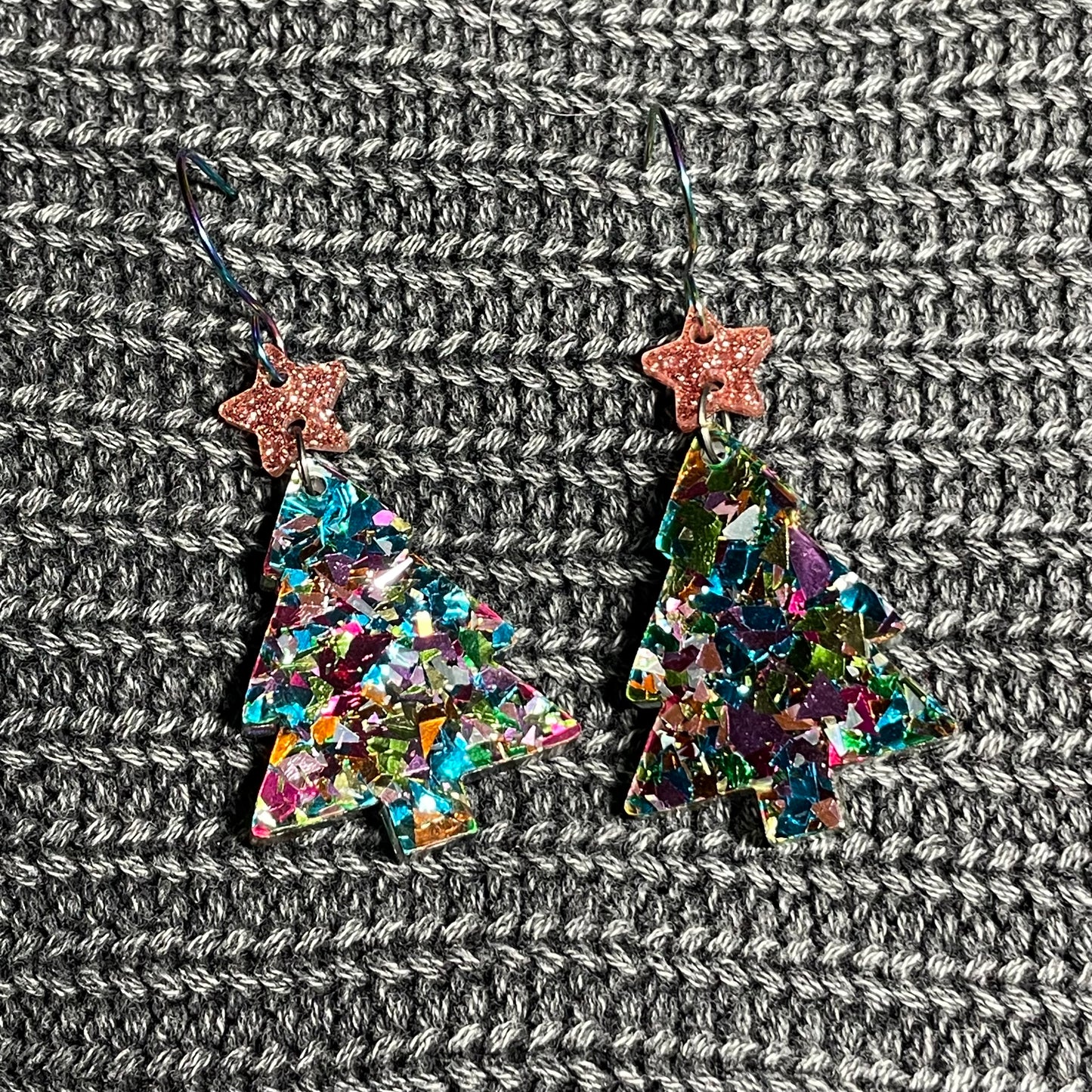 Confetti Tree Acrylic Drop Dangle Earrings