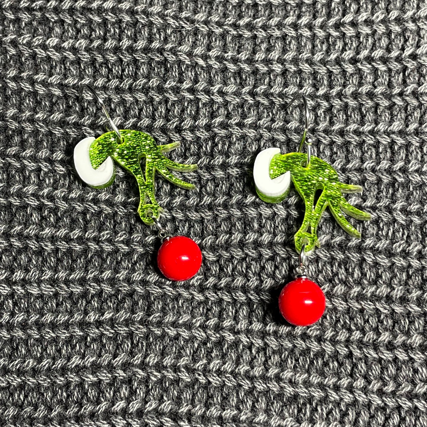 Meany Greeny Hand Drop Ornament Acrylic Drop Dangle Earrings