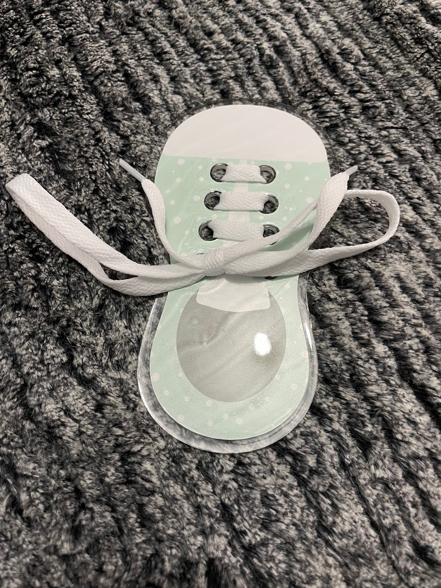 Pale Green Polka Dot Acrylic Shoe Tying Learning Tool