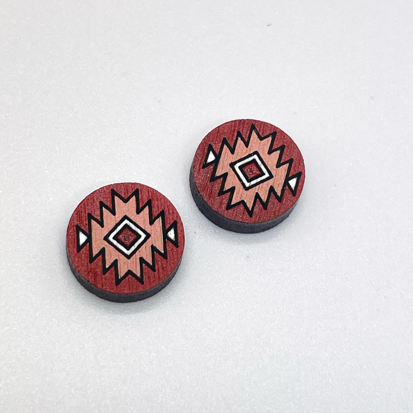Aztec Detailed Circle Stud Earrings