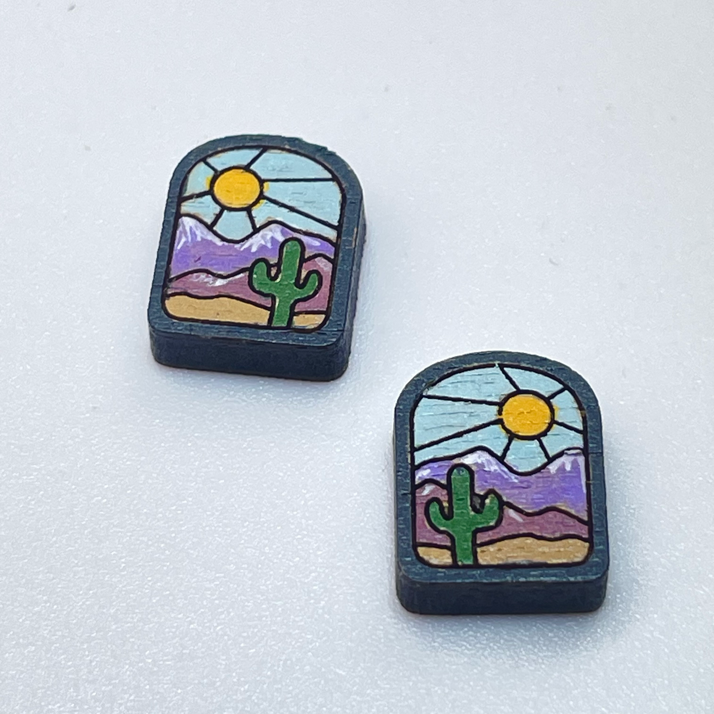 Arch Desert w/ Cactus and Sun Stud Earrings