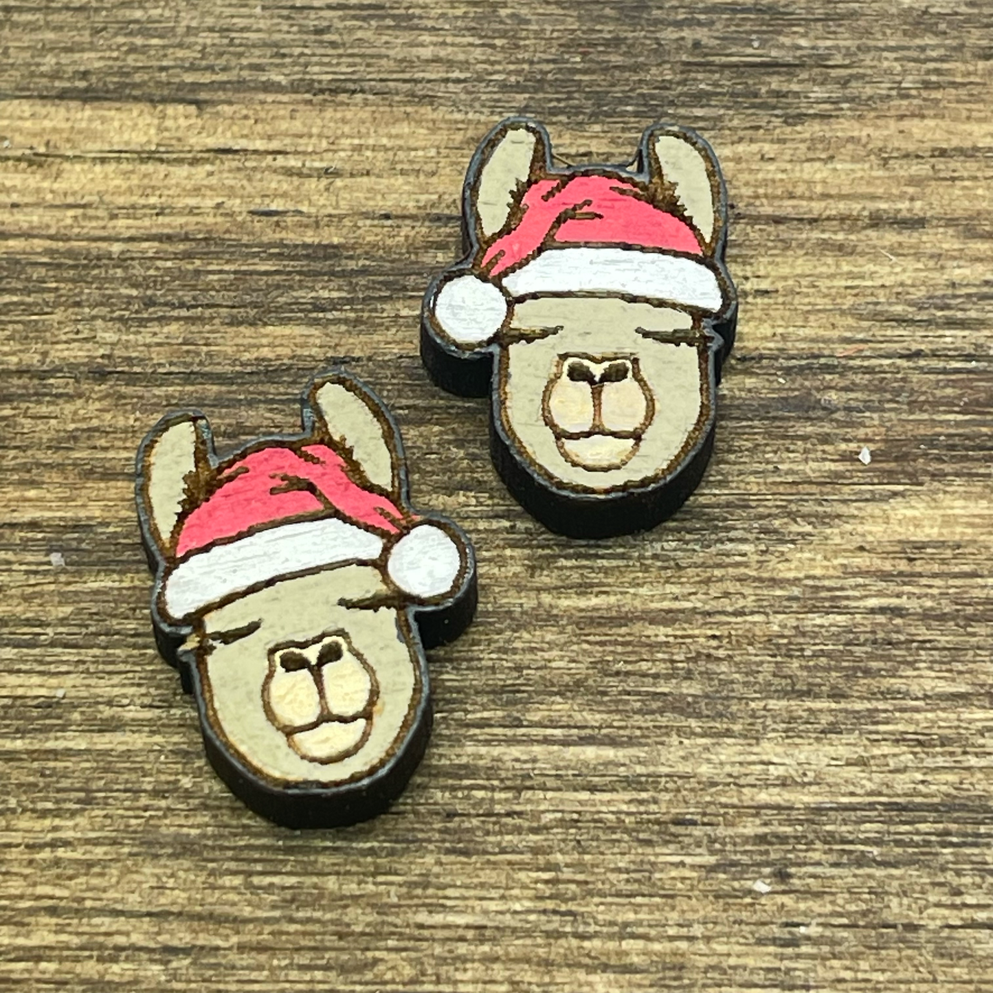 Llama with Santa Hat Stud Earrings