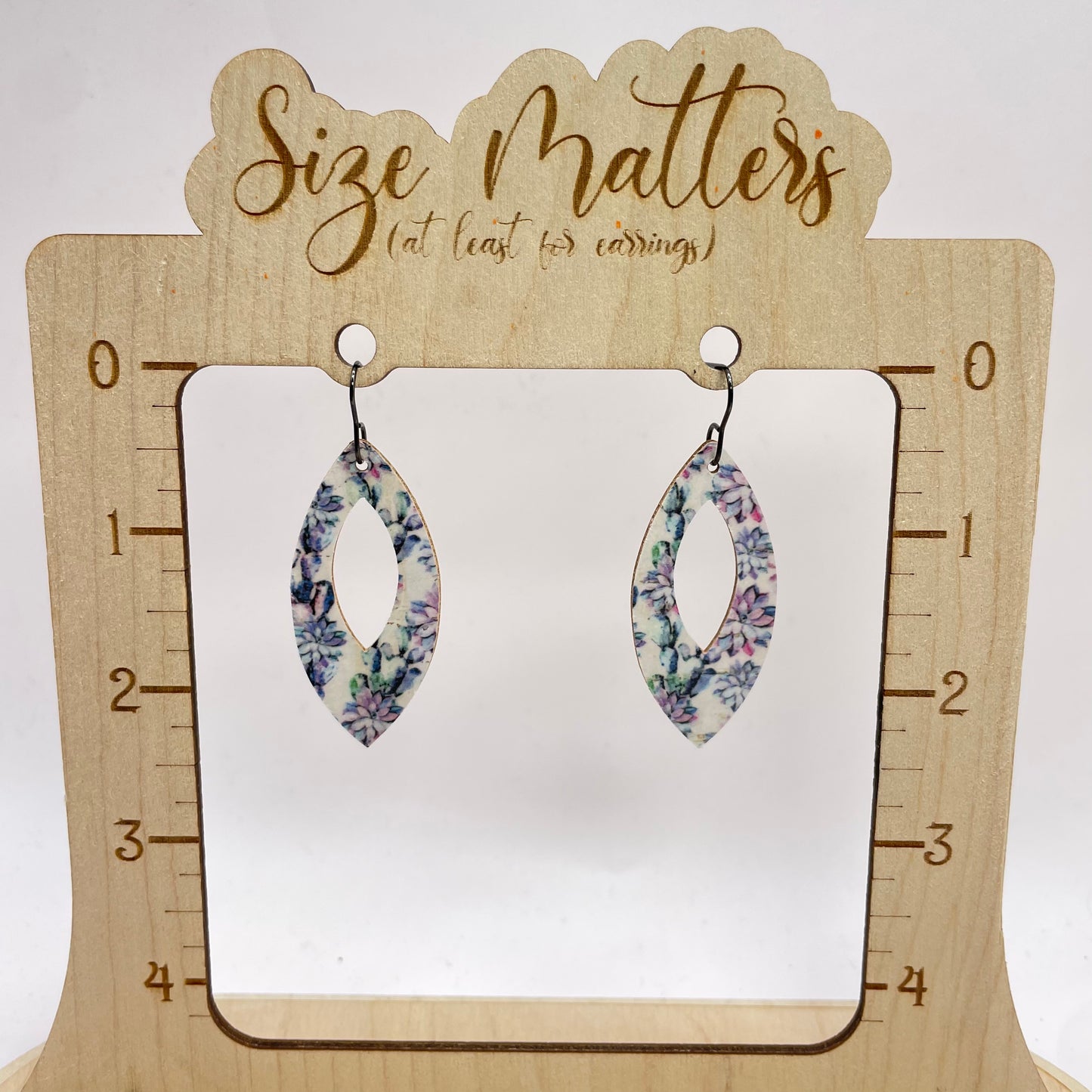 Lavendar Flower Leather Dangle Earrings