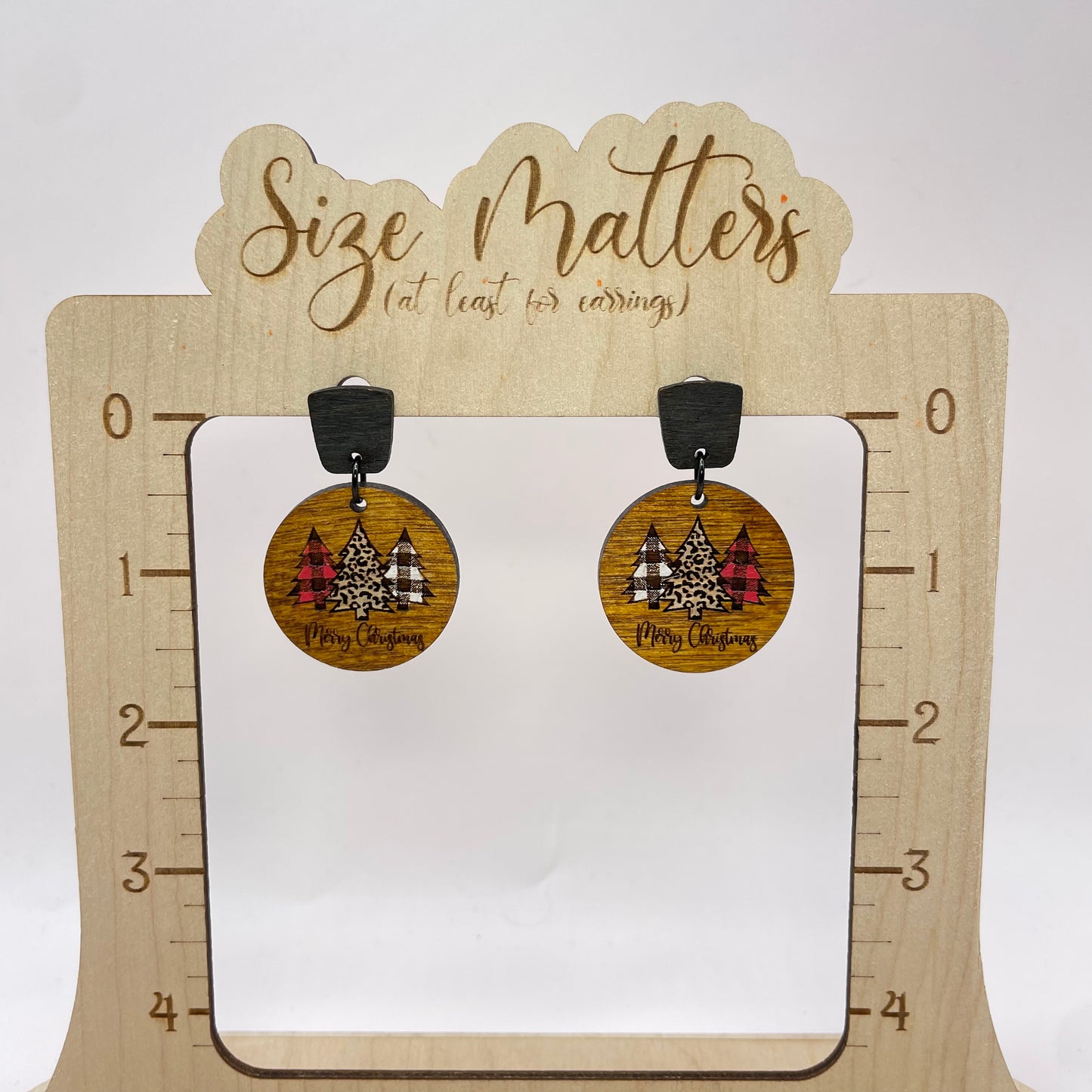 Trio of Trees Circle Stud Dangle Earrings