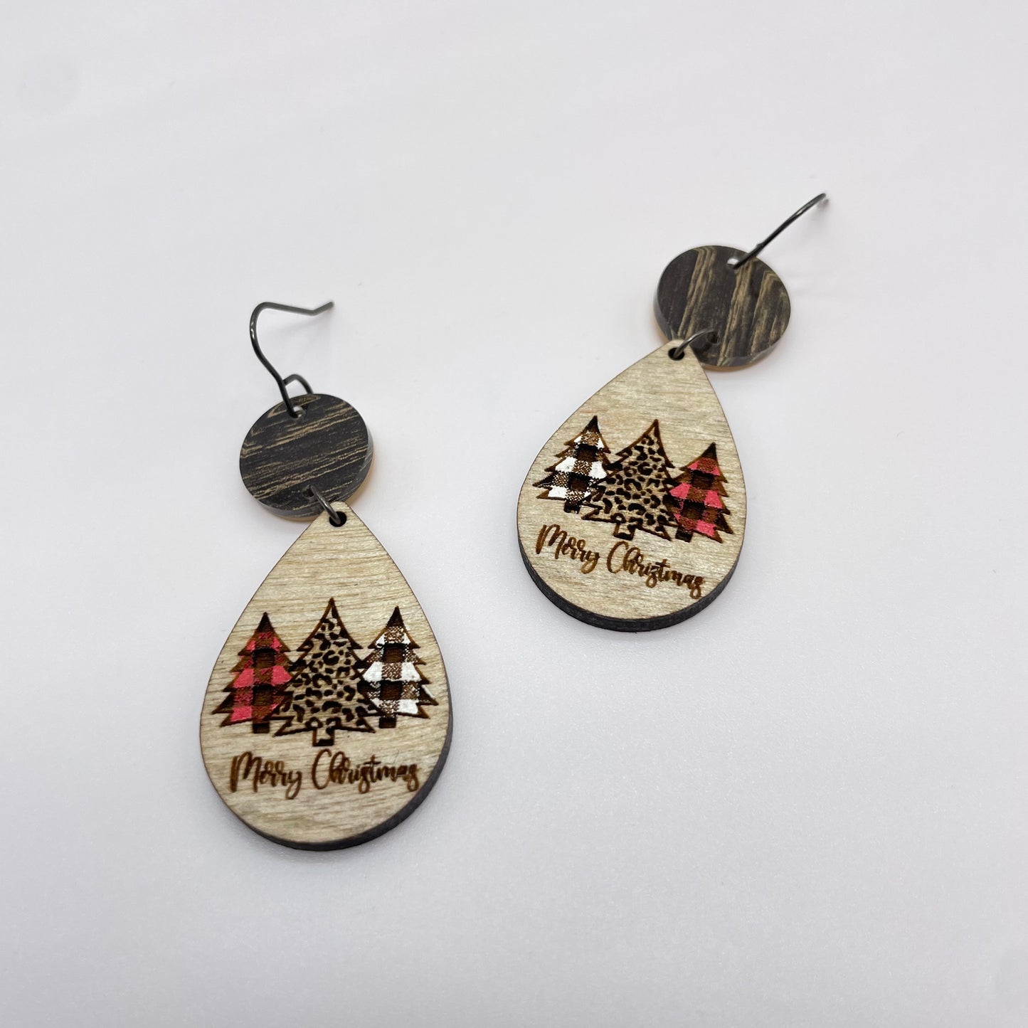Trio of Trees Teardrop Drop Dangle Earrings