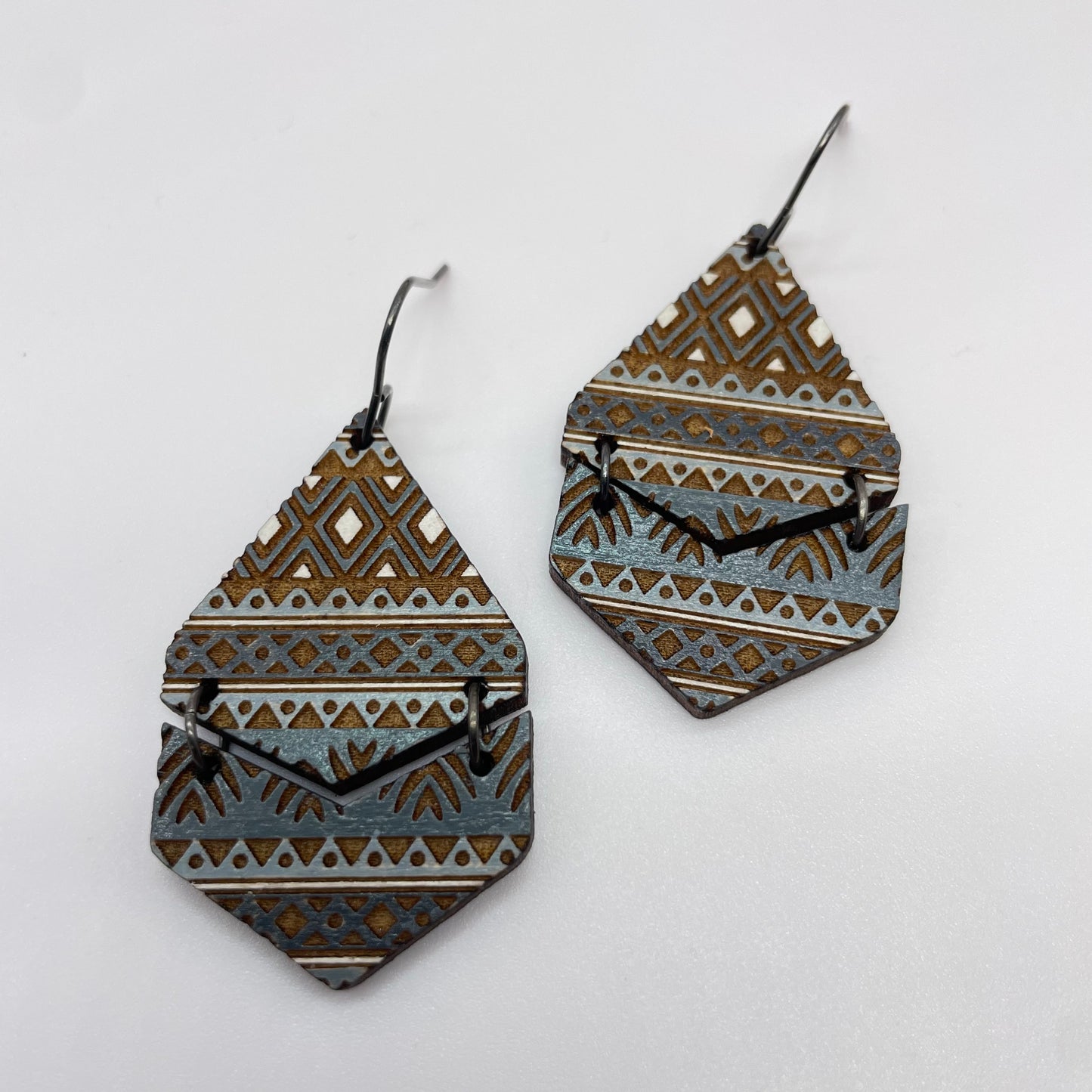 Neutral Patterned Drop Dangle Earrings