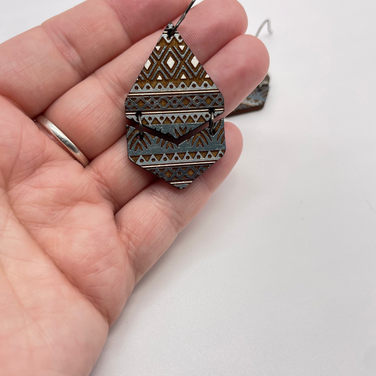 Neutral Patterned Drop Dangle Earrings