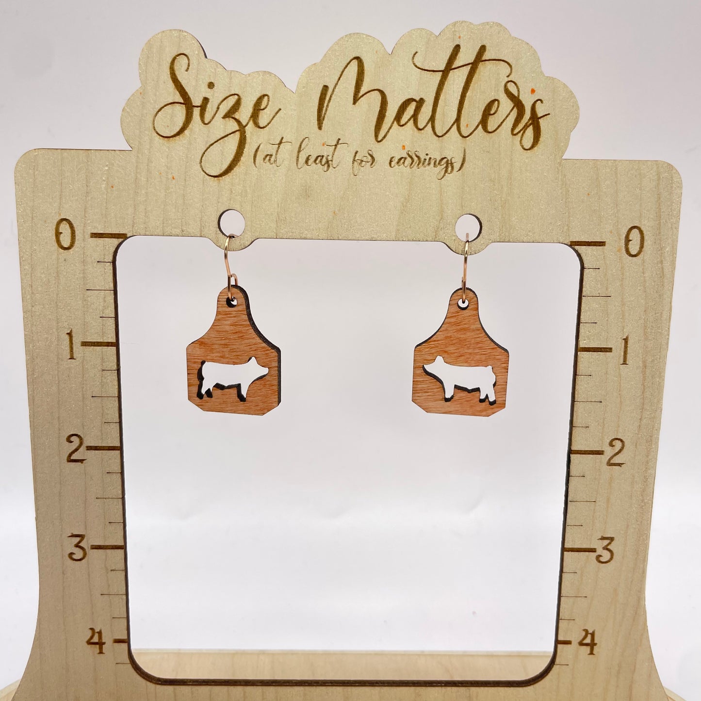 Pig (cutout) Cattle Tag Drop Dangle Earrings