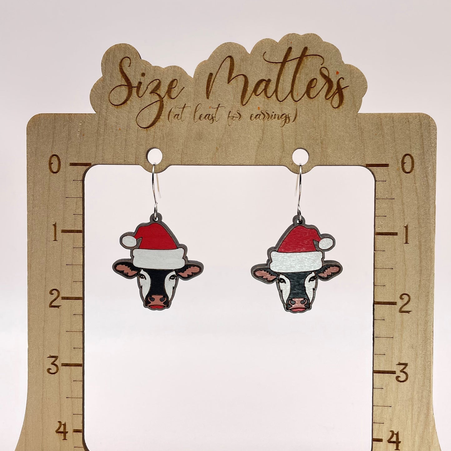 Cow Santa Hat Drop Dangle Earrings