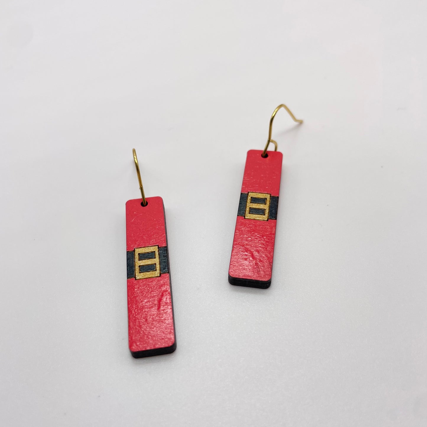 Santa Gold Belt Drop Dangle Earrings