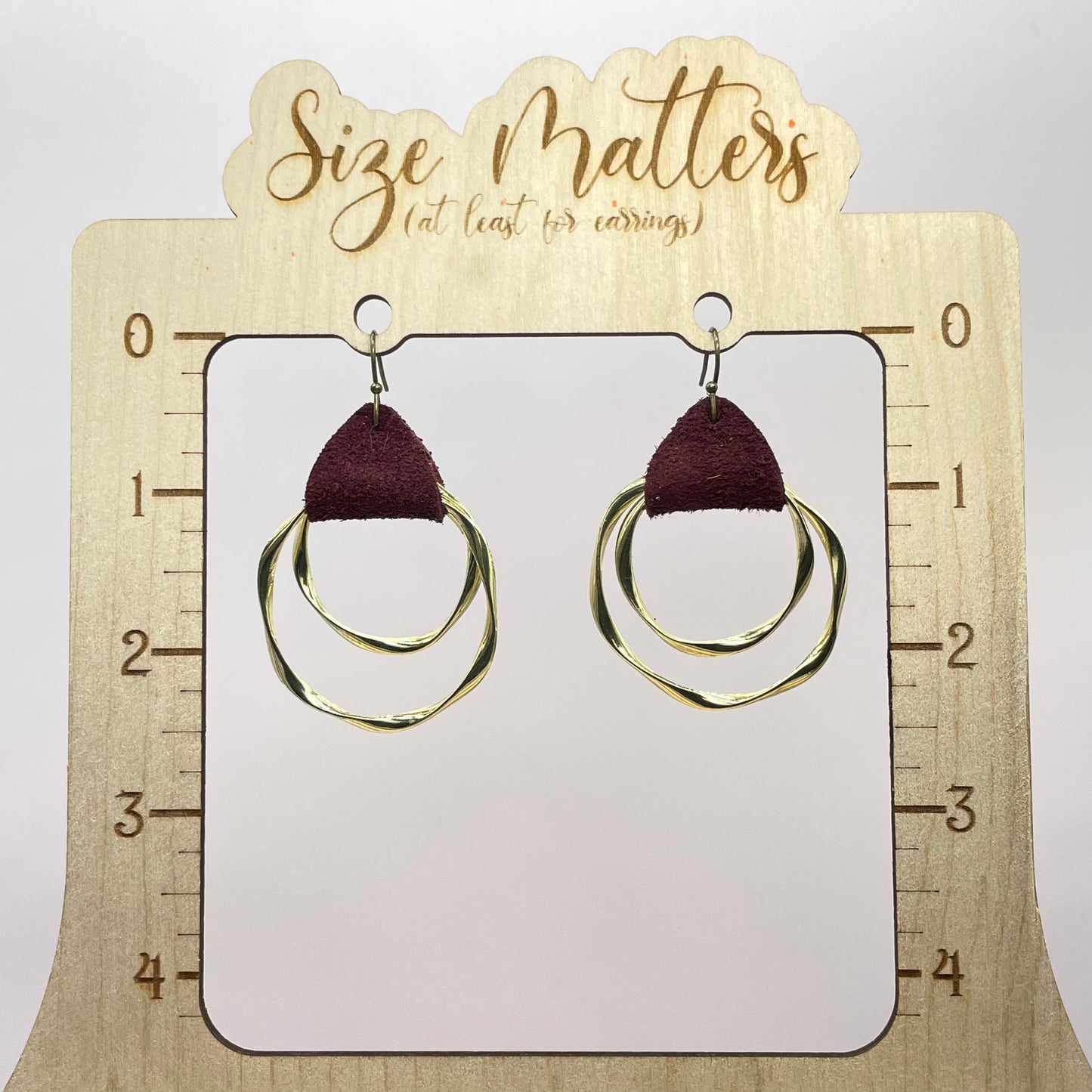 Brass Rings Leather Drop Dangle Earrings