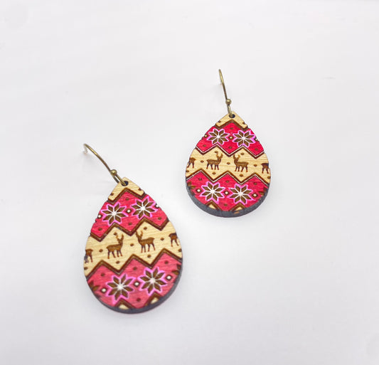 Christmas Sweater Design Drop Dangle Earrings