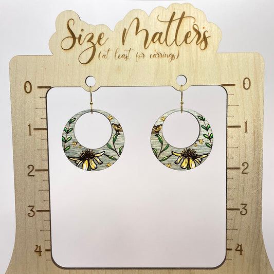 Sunflower Circle Drop Dangle Earrings