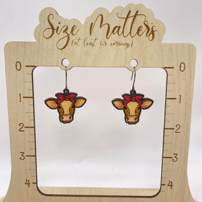 Girlie Cow Drop Dangle Earrings