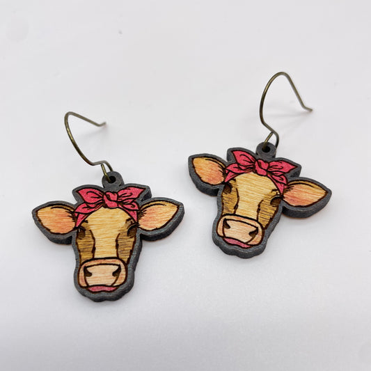 Girlie Cow Drop Dangle Earrings