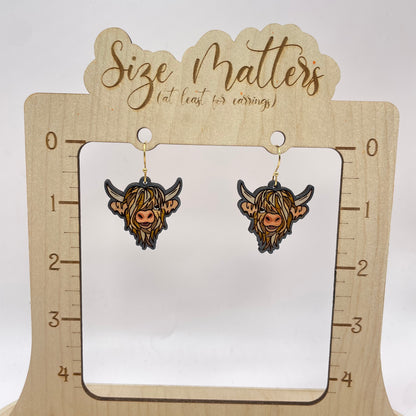 Highland Cow Drop Dangle Earrings