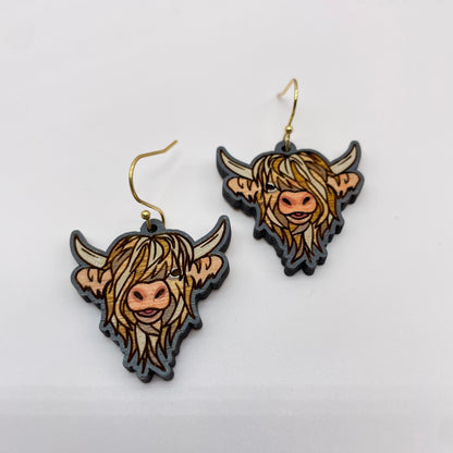 Highland Cow Drop Dangle Earrings