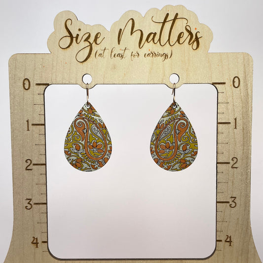 Metallic Paisley Teardrop Drop Dangle Earrings