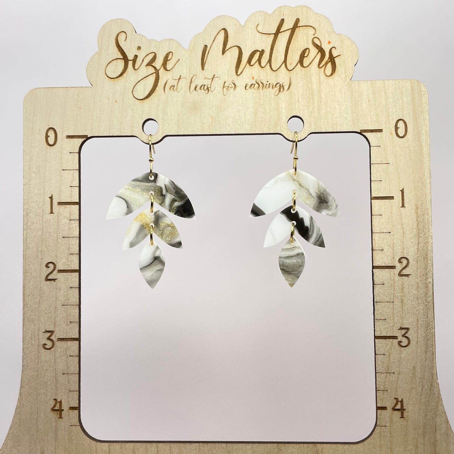 Marble Leaf Drop Dangle Earrings