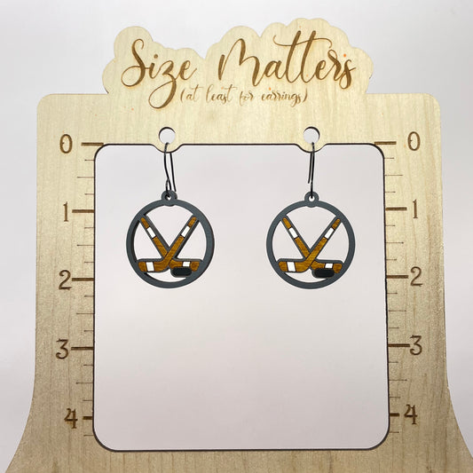 Hockey Sticks Circle Drop Dangle Earrings