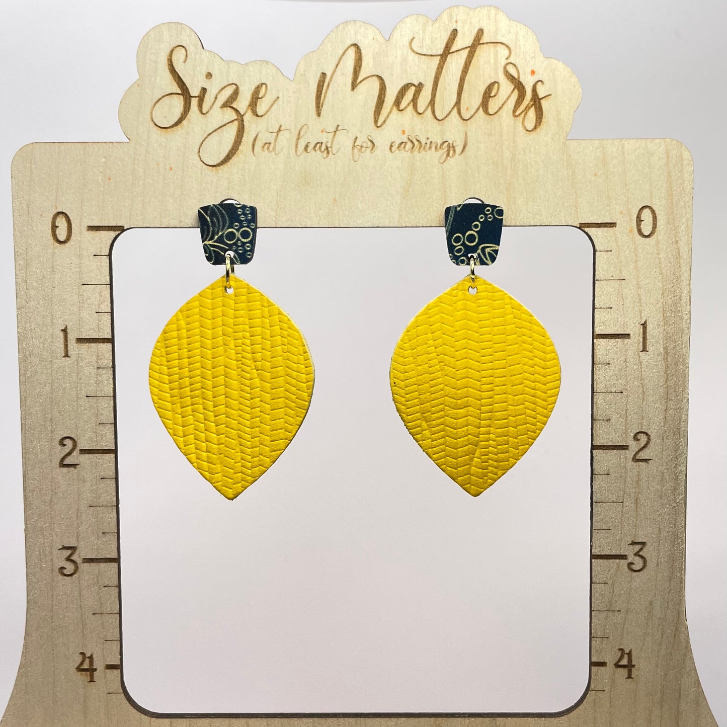 Lemon Drop Leather Drop Dangle Earrings