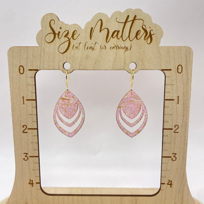 Light Pink Opal Shell Acrylic Drop Dangle Earrings