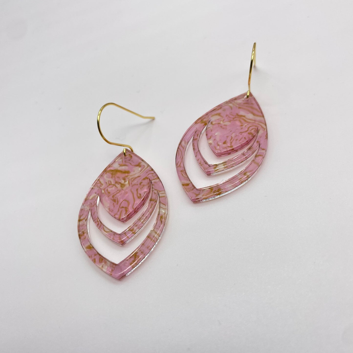 Light Pink Opal Shell Acrylic Drop Dangle Earrings