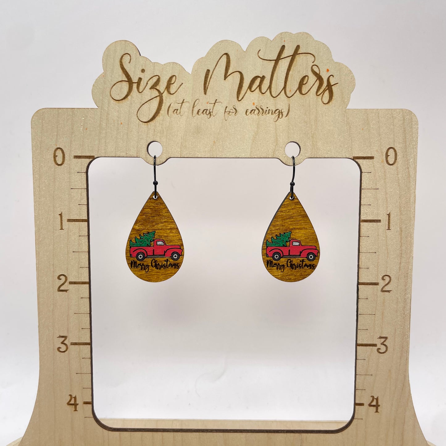 Merry Christmas Truck Drop Dangle Earrings