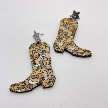 New Sheriff in Town Cowboy Boot Drop Dangle Earrings