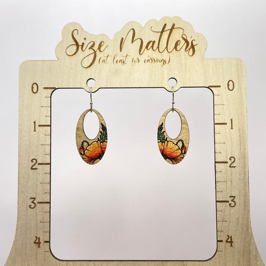 Orange Flower Drop Dangle Earrings