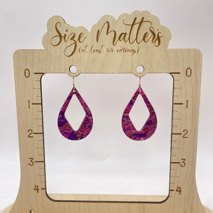 Pink Opal Shell Acrylic Drop Dangle Earrings