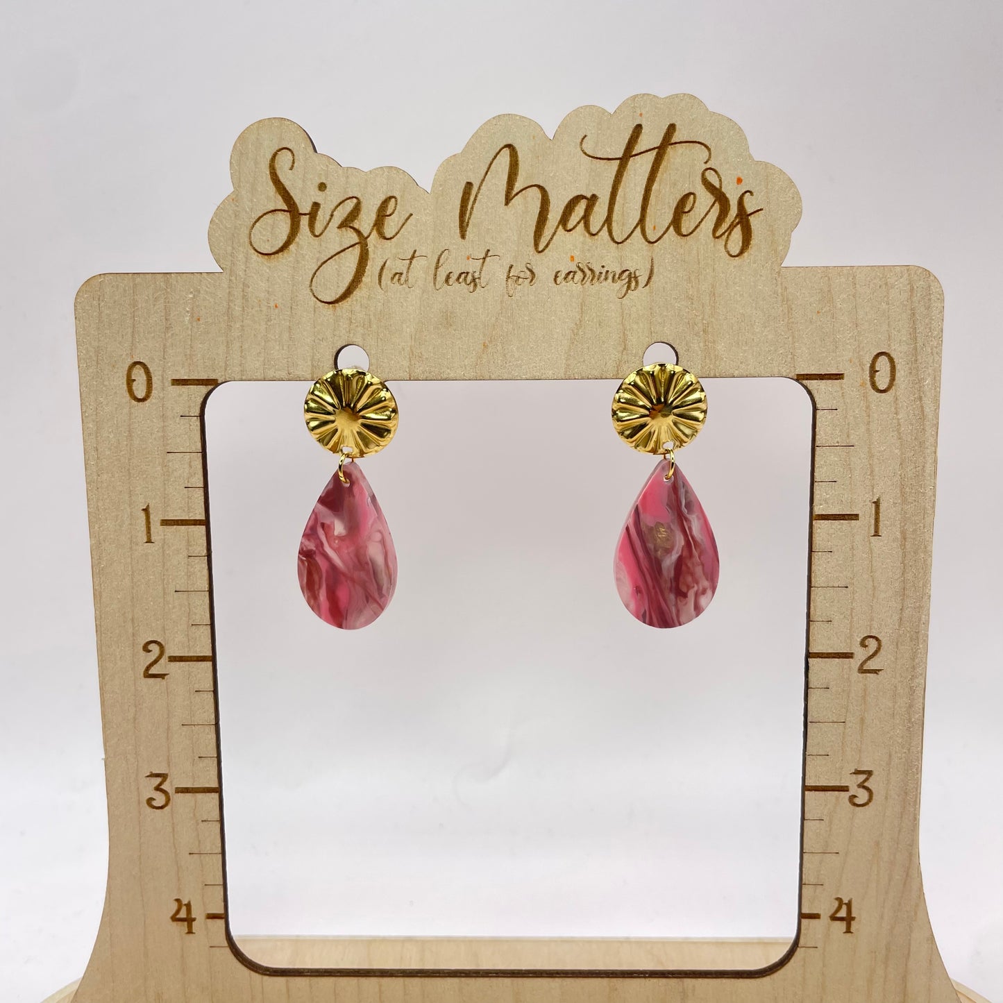 Pink Opal Shell Acrylic Stud Dangle Earrings