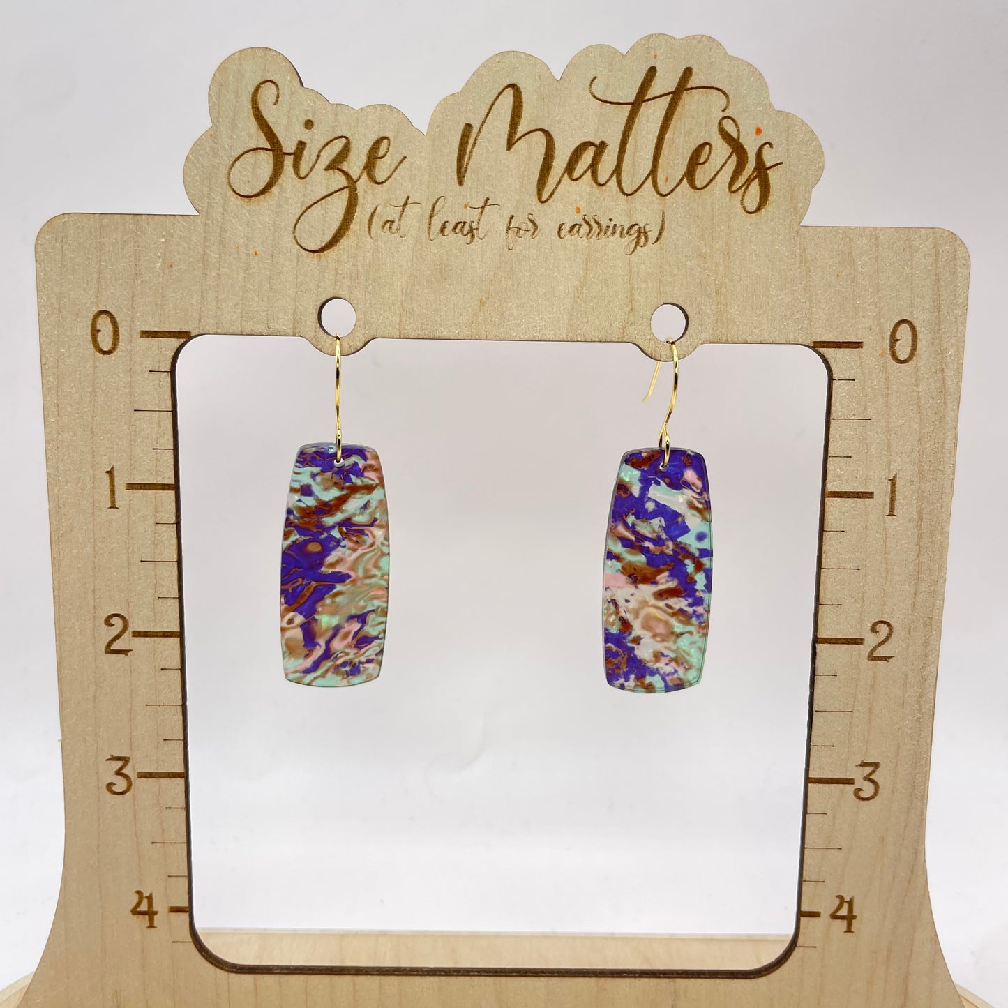 Purple Opal Shell Acrylic Drop Dangle Earrings