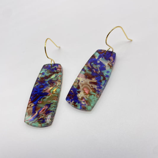 Purple Opal Shell Acrylic Drop Dangle Earrings